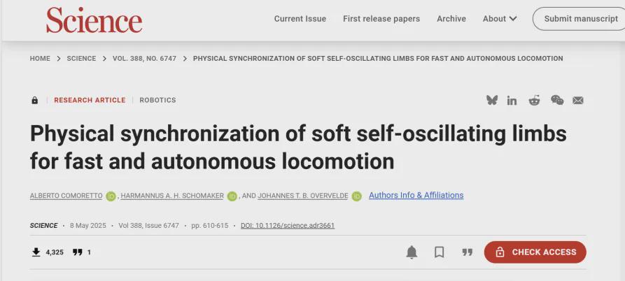 《Science》发表！自振肢体技术赋能软体机器人实现生物级步态(图3)