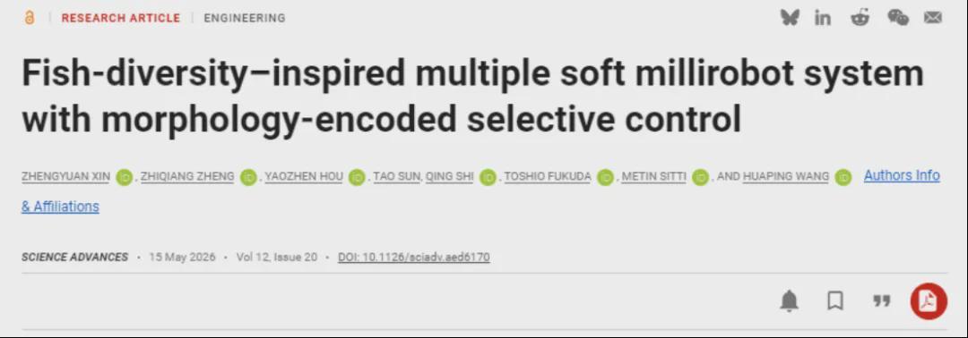 鱼群多样性启发！北理工团队发表Science子刊新作，让微机器人像鱼群一样“各司其职”(图1)